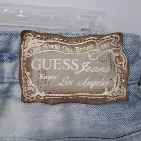 GUESS Distressed Light Wash Denim Jean Mini Skirt - Picture 9 of 12